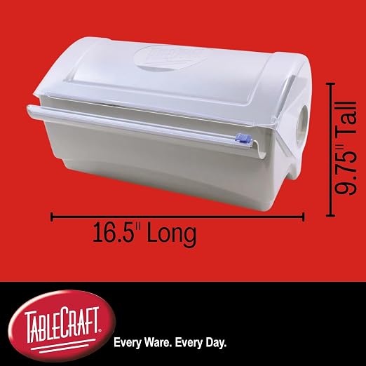 TableCraft RWS12 Rapid Wrap Film Dispenser, 12" White, Crafted from Durable BPA-Free Tritan, Easy to Clean, Quick and Efficient Wrapping Solution, Versatile for Kitchen or Catering Use, Compact Design