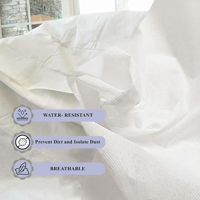 Disposable Single-Use Nonwoven Drop Cloth and Cover | Size: 30 x 30 Inch | 1 Roll with 200 perfurated pieces | Color: White | Disposable sheets for covering furniture, floors from dust and paint