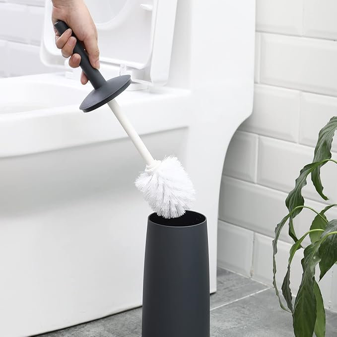 Toilet Brush and Holder, Toilet Bowl Brush with Handle, Hidden Toilet Brush, Scrubbing Bristles for Bathroom or Bathroom Cleaning (Color : White) (Black)
