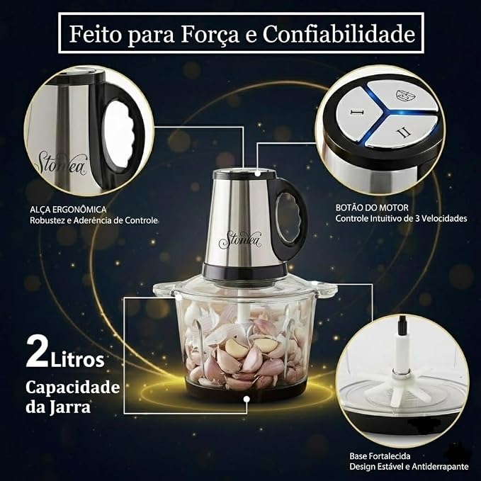 Electric Garlic Peeler & Chopper 300W – Automatic Garlic Peeler Machine with 2L Jar & Dual Blades, Electric Garlic Mincer, Vegetable Chopper & Silicone Garlic Peeler Skin Remover Tool