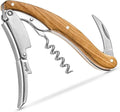 CORKAS Executive Corkscrew,High-end Wine Opener with Full Olivewood Handle,Double Worm Corkscrew,Serrated Foil Cutter,Large-sized Design,Bigger,Heavier and Professional(5.5×1.5×0.7 inch/6.6 oz)