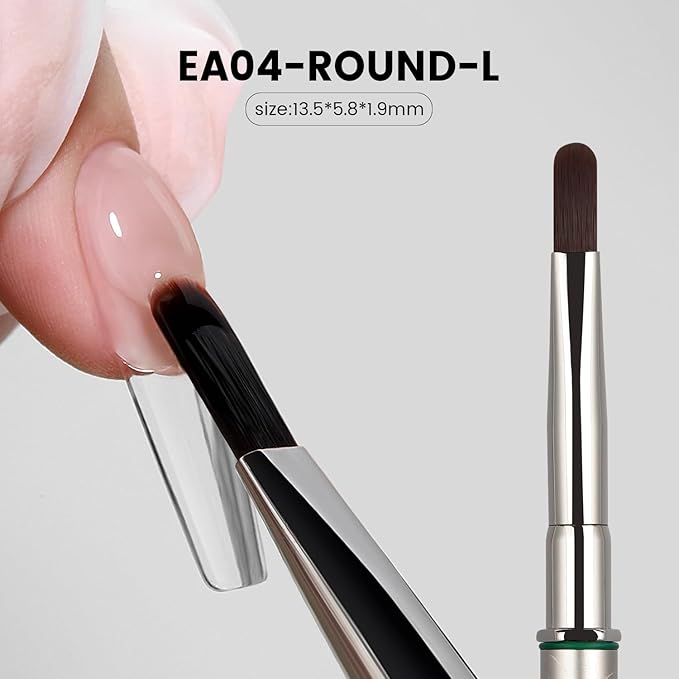 YOKEFELLOW EliteAlly Nail Art Brush,13mm Lengthen Oval Nail Brush for Builder Gel & Polygel Smooth Application, Professional Nail Art Tool(EA04 ROUND-L)