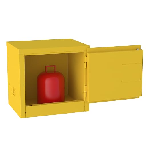 Jamco 6 Gallon Safety Steel Under Counter Metal Storage Cabinet for Flammable Liquids with Manual Closing Doors, Non Forkliftable, 23-Inch x 18-Inch x 22-Inch, Yellow | Under-Counter Steel Flammable Storage Cabinet, Lockable Doors, 23"W X 18"D X 22"H, ...