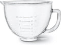 Glass Mixer Bowl For Kitchenaid Tilt-Head Stand Mixers 4.5-5 Quart, 5 qt Mixing Bowl Replacement For Kitchen aid With Measurement Markings,Handle