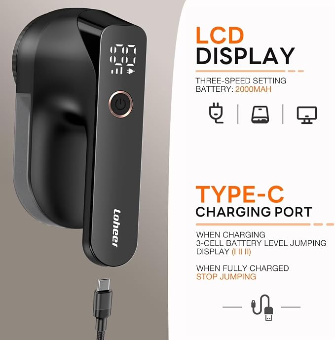 Zookao Fabric Shaver, Electric Lint Remover, Lint Shaver, Sweater Defuzzer with LED Display