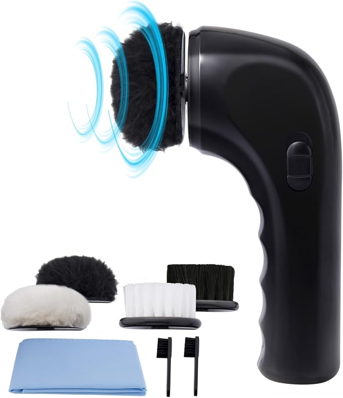 Electric Shoe Shine Kit, Power Upgrades, Sansent Electric Shoe Polisher Brush Shoe Shiner Dust Cleaner Portable Leather Care Kit for Shoes, Bags…