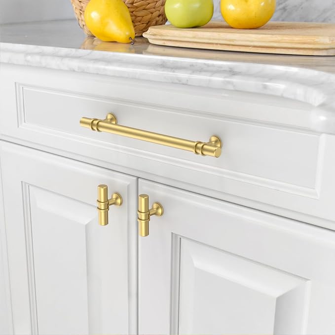 Asidrama 10 Pack 7.5 Inch(192mm) Brushed Gold Kitchen Cabinet Handles, Cabinet Pulls Kitchen Cabinet Hardware Cupboard Handles Drawer Pulls