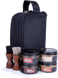 FootFitter Travel Shoe Shine Kit, Conditioning Creams & Applicators | Compact Leather Conditioning Applicators, Premium Shoe Creams, Shine Cloths & Travel Bag for On the Go Shoe Care