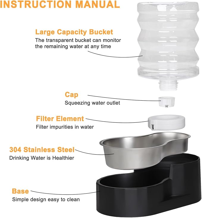 RIZZARI 5L Filtered Cat Water Dispenser: Fresh Water for Indoor Cats | 5L Long-Lasting Water Supply/Cleaner Drinking Experience/Filtered Fresh Water/Compact Design For Indoor Spaces