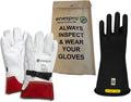 Enespro Class 2 Insulated Electrical Gloves Kit, 17,000V AC/25,500V DC | ASTM D120 & NFPA 70E: Black rubber gloves with leather protectors, storage bag for utility crews, Black, Size 11