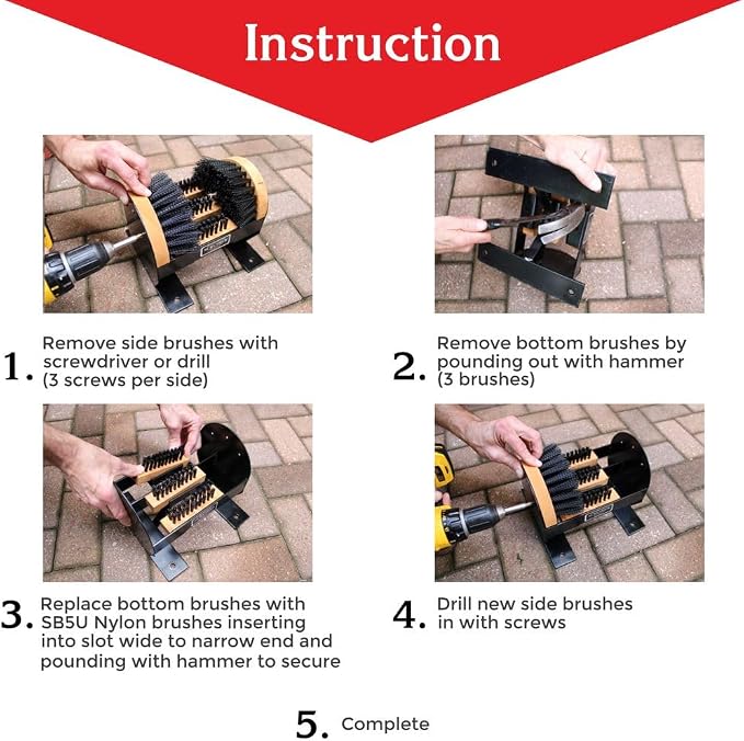 Deluxe Boot Cleaner Replacement Brush Set - Five Pieces Boot Brush Kit