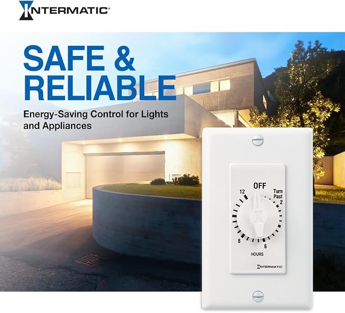 Intermatic SW15MWK 15-Minute Spring Wound Timer, White - Energy-Saving Control for Lights and Appliances - Easy Installation and Operation