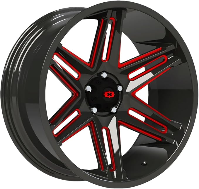 Vision 363 Razor 24x12 5x5.5" -51mm Black/Red Wheel Rim 24" Inch
