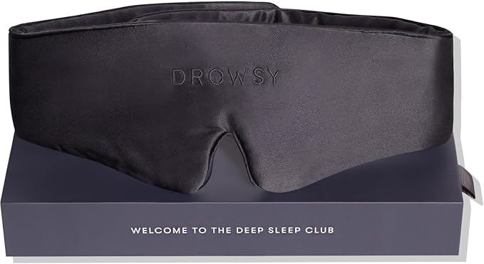 Drowsy Featherweight Silk Sleep Mask – Luxury Blackout Eye Mask for Sleeping & Travel, 100% Mulberry Silk, Lightweight Comfort, Adjustable Strap, Protects Skin & Hair (Moonlight Shadow)