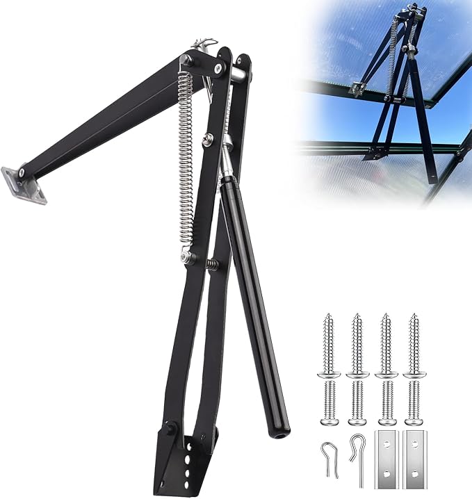 Automatic Greenhouse Vent Opener Kit Heat Sensitive for Greenhouse Windows | Corrosion Resistant Greenhouse Supplies Stepless Opening for Greenhouse Accessories Hothouse, Dual Spring Up to 15lbs