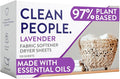 The Clean People Fabric Softener Sheets - Dryer Sheets - Softens & Removes Static - Vegan Laundry Softener With Essential Oils - Lavender, 120 Pack