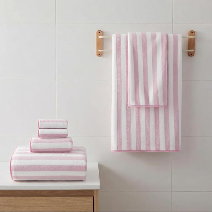 REDKISS Ultra Soft Bath Towel Set 6-Piece 35"x70" | 100% Microfiber, Highly Absorbent | Quick Dry Towels for Bathroom, Spa, Gym | 2 Bath, 2 Hand, 2 Washcloths | Pink