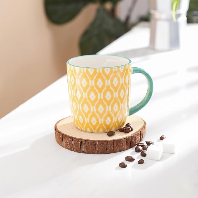 Selamica 10 OZ Coffee Mugs Set of 4, Small Coffee Cups Ceramic with Handle for Cappuccino Latte Cocoa Milk Tea, Dishwasher Microwave Safe, Assorted Colors