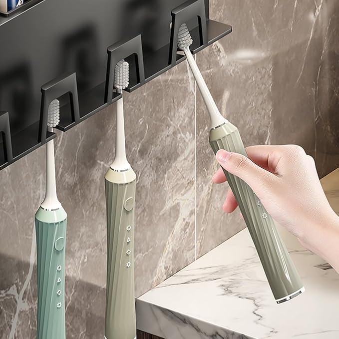 Toothbrush Rack Toothbrush Rack Free Punching Bathroom Mouthwash Cup Hanging Wall Brushing Cup Wall-Mounted Toothbrush Hair Dryer Rack Bathroom Toothbrush Holder(B)