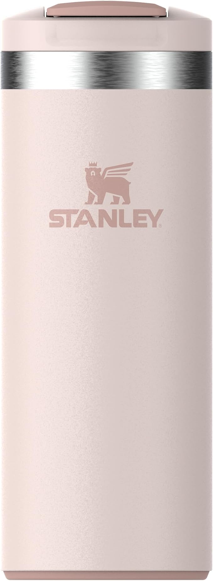 STANLEY 1913 Transit Flip Top Mug 0.35L - Rose Quartz | Keeps 4 Hours Hot - 6 Hours Cold - Leakproof - Dishwasher Safe - Car Cup Holder Compatible