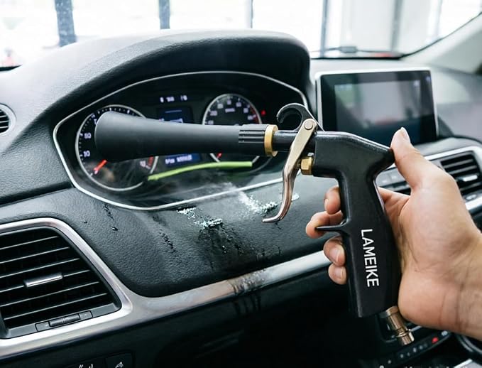 Air Blow Gun Car Interior Cleaning Gun High Pressure Car Detailing Cleaning Tool with Nozzle and Auto Detailing Dusting Brush for Quickly Blasts Dirt and Dust from Surface