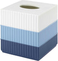 IZOD - Tissue Box Cover, Resin Countertop Bathroom Accessories, Dorm Room Essentials, Striped Bathroom Decor (Clubhouse Collection, Blue)