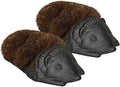 Esschert Design Hedgehog Boot Brush Set of 2, Cast Iron Outdoor Shoe Cleaning Brush with Coco Fiber Bristles, Decorative Boot Scraper for Entryway Porch Patio Garden Doorway
