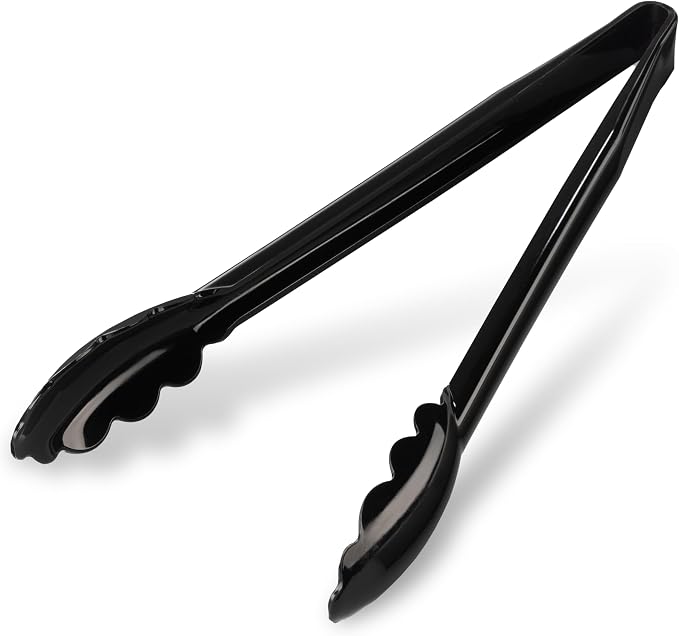 Carlisle FoodService Products 471203 Carly Salad Tong, 12" Utility Tong, Black, 12 Pack