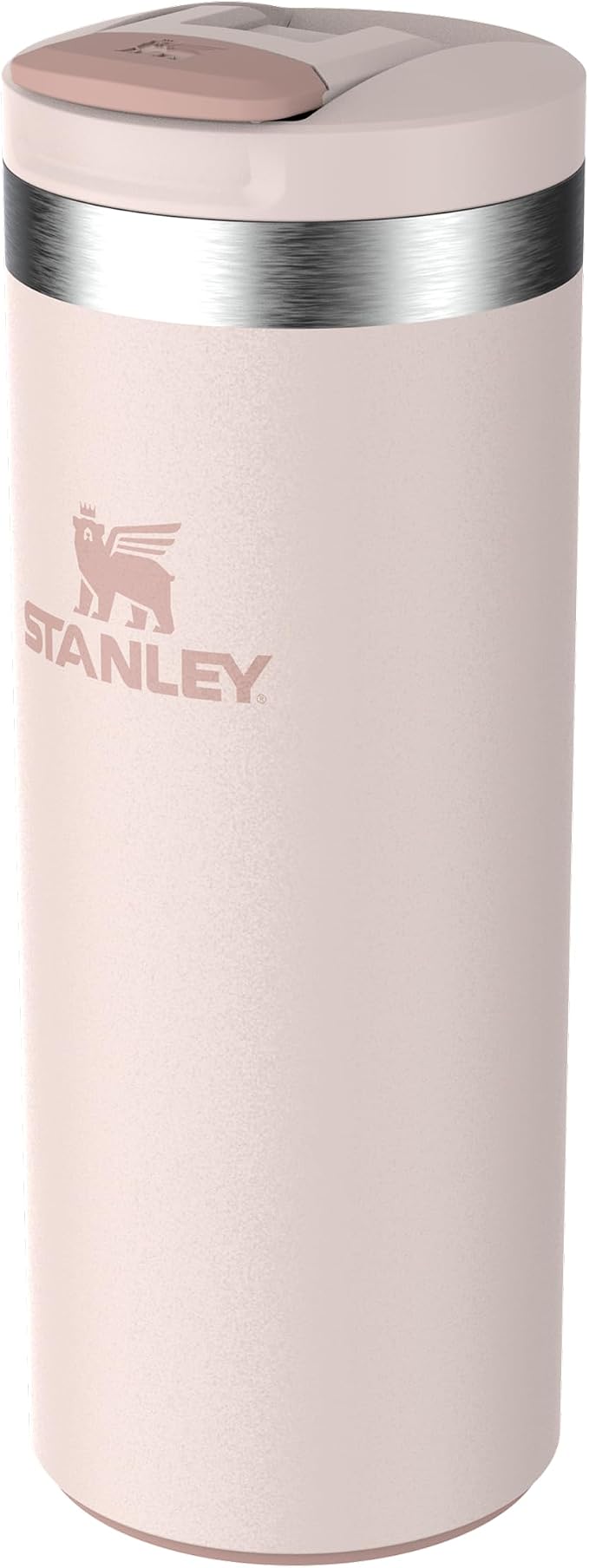 STANLEY 1913 Transit Flip Top Mug 0.35L - Rose Quartz | Keeps 4 Hours Hot - 6 Hours Cold - Leakproof - Dishwasher Safe - Car Cup Holder Compatible