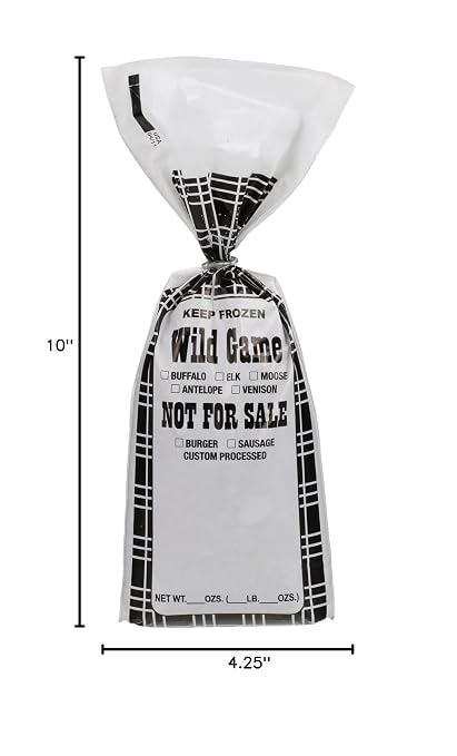 UltraSource Wild Game Freezer Bags/Meat Chub Bag, Printed "Not for Sale" for Ground Meat or Sausage (1lb capacity - 1000 bags, Black Plaid)