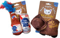 Haute Diggity Kitty Cats Blue Ribbon + Kitty Cowboy Set, Plush Cat Toys Catnip Filled with Interactive Crackle Sound, Safe & Durable Toys for Cat & Kitten, 4 Pcs