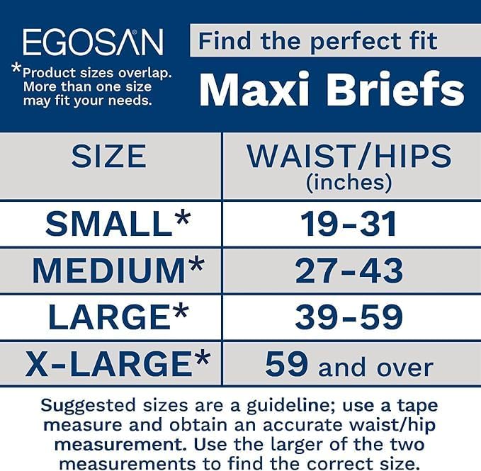 EGOSAN Maxi Incontinence Adult Diaper Brief Maximum Absorbency and Adjustable Tabs for Men and Women (Diapers, 2 Count (Small Sample))