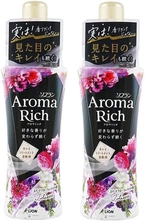 Soflan Fabric Clothing Softener Aroma Rich, Set of 2,Juliette Scents, 16.2oz (480 ml)×2, Long-Lasting Fragrance, Made in Japan - Yummy-Yamaguchi Original Wipe Included (Juliette)