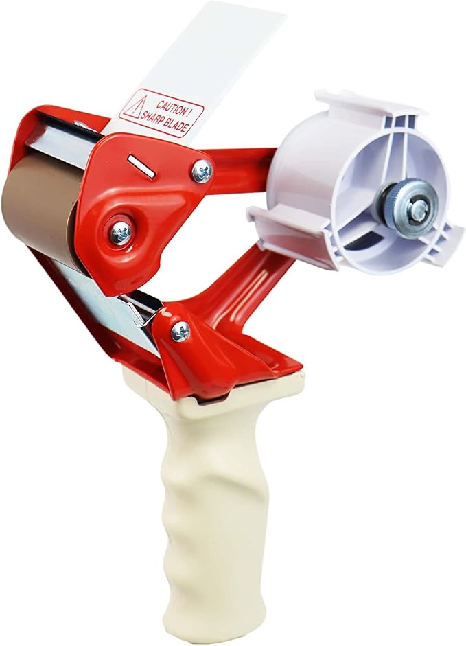 PSBM Packing Tape Dispenser, Heavy Duty Box Tape Gun, 2 Inch Wide, 1 Pack, Fits 3 Inch Core Shipping Tape, Side Loading with Adjustable Brake