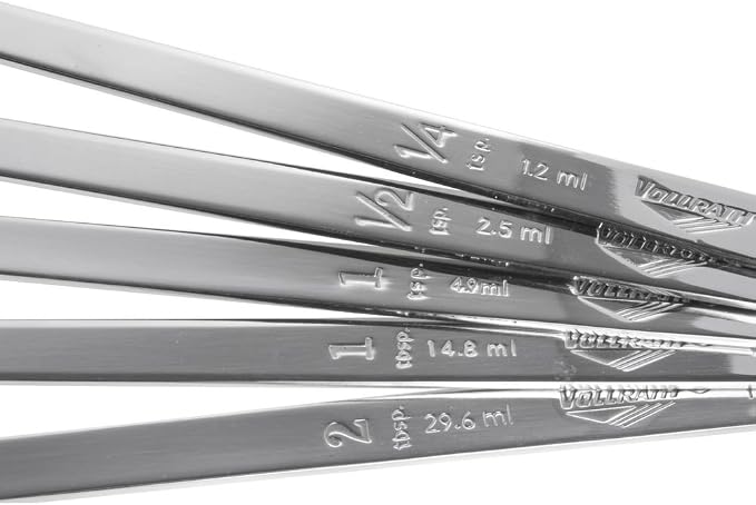 Vollrath S/S 5-Piece Long Handle Measuring Spoon Set, Silver