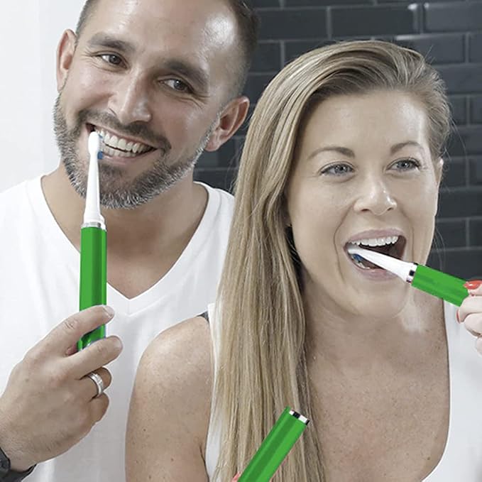Pop Sonic Ultimate Pro Rechargeable Toothbrush (Green) - 40,000 Strokes/Min - Dupont Nylon Bristles - Teens & Adults with Quadrant Pacer & Timer