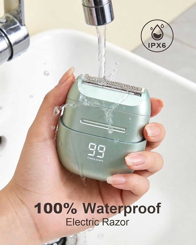 Electric Shaver for Women Waterproof Mini Electric Razors for Women - Cordless Foil Shaver for Hair Removal, Legs, Face, Body, Bikini,Sensitive Skin, Razor for Teen Girls (Green, Premium)