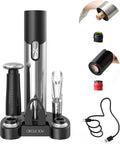 CIRCLE JOY Electric Wine Opener Set Automatic Wine Opener Kit for Wine and Beer Cordless Electric Wine Bottle Openers Gift Set with Foil Cutter, Aerator Pourer, Vacuum Pump and 2 Wine Stoppers