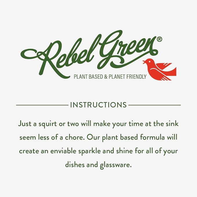 Rebel Green Super Deluxe Dish Soap - Plant-Based Sustainable Dishwashing Soap - Unscented - 16 fl oz - 2 Pack