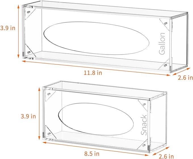 FEMELI Food Bag Storage Organizer Acrylic Kitchen Drawer Baggie Box Clear | 4 Separate Pack Compatible with Gallon, Slider Quart, Freezer, Sandwich, Snack, Variety Size Bags