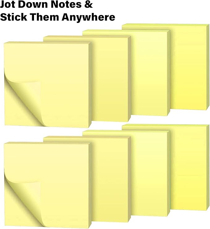 Trailmaker (100 Pack) Sticky Notes Bulk Set, 3x3 Self Stick Memo Pads with 100 Sheets Each, Sticky Notes for Classrooms, Offices, School Supplies & Organization (Yellow)