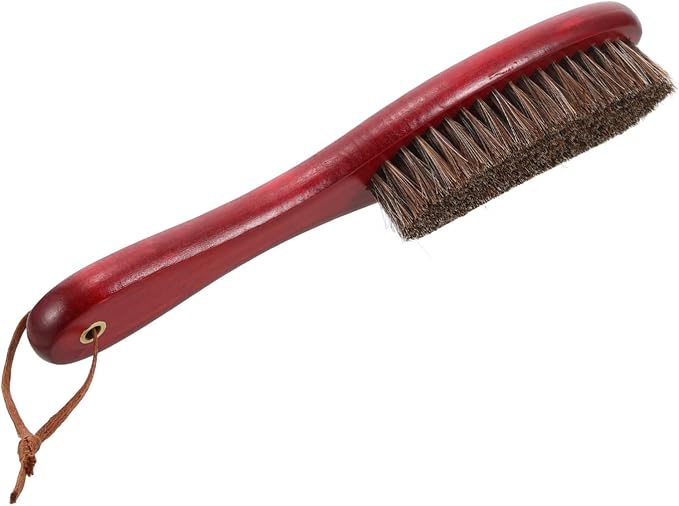 NOLITOY 2pcs Scrub Cleaning Brush Handle Versatile Horsehair and Shoe Clothing Brush for Dust Removal and Polishing