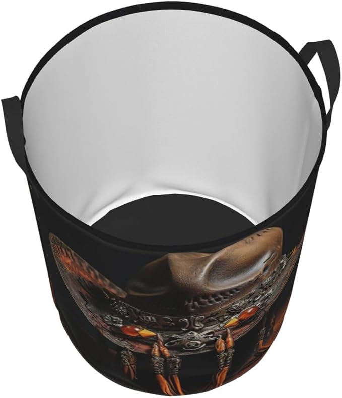 American West Rodeo Hat Large Foldable Laundry Basket Hamper,Storage Basket Bin With Handles,For Bathroom,College