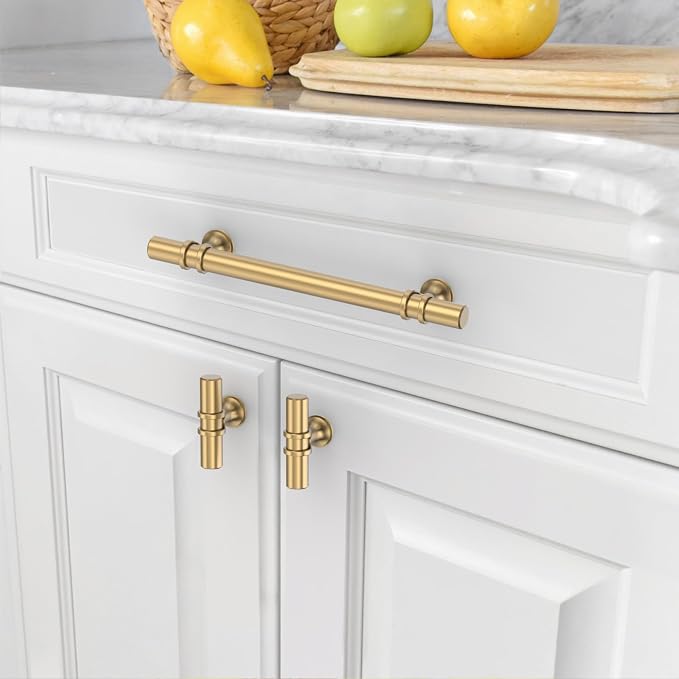 Asidrama 6 Pack 5 Inch(128mm) Champagne Bronze Cabinet Pulls Heavy-Duty Solid Kitchen Cabinet Handles Champagne Gold Drawer Hardware for Bathrooms Cabinets