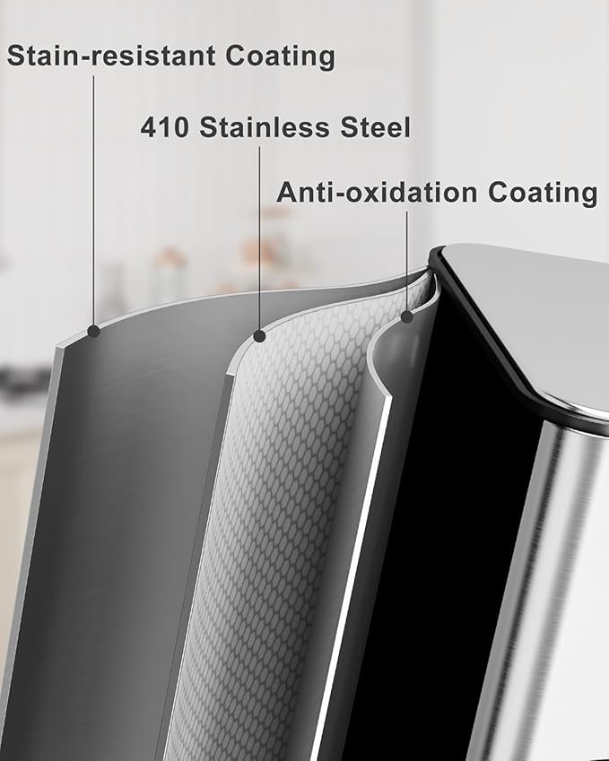 OUTLANE 90L/24 Gal Triple Compartment Trash Can, 3x30L Stainless Steel Recycling Trash Can with Soft Close Pedal Lids & 3 Removable Inner Buckets, Airtight Kitchen Bin for Home, Office Waste Sorting