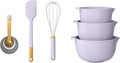 14 Piece Mixing Bowl and Measuring Set, Nesting Kitchen Prep Set with Measuring Cups Spoons Whisk Spatula, BPA Free Dishwasher Safe Baking Set (Lavender)