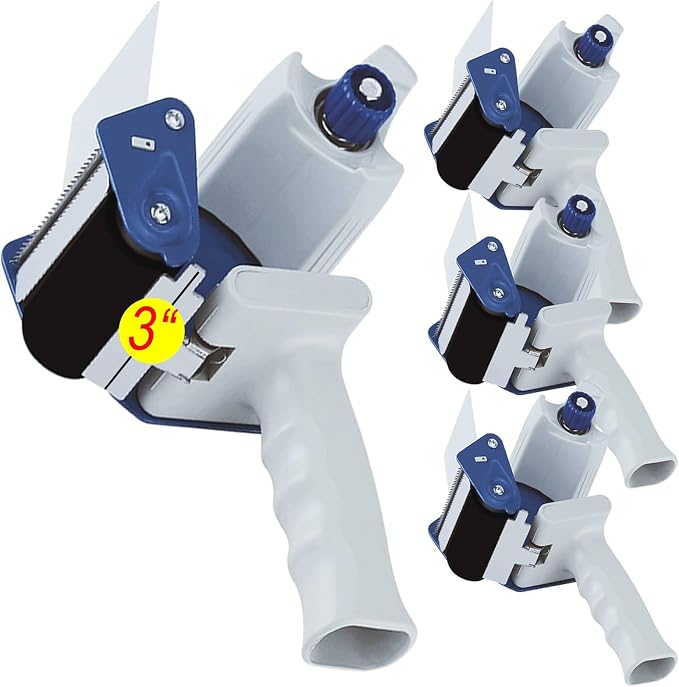 PERFECTAPE 3 Inch Wide Heavy Duty Tape Gun, 4-Pack | used for 3" Heavy Duty Packing Tape, Comfortable Handle, Sharp Blade for Packaging, Shipping and Moving