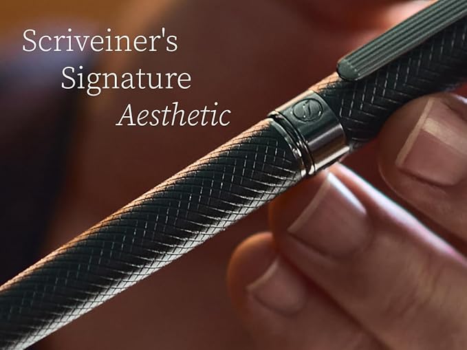 Scriveiner All Black Ballpoint Pen -Stunning Luxury All Metal Matt Black Pen, Schmidt Black Refill, Best Gift Set for Men & Women, Professional Executive Office, Nice Fancy Designer Pens
