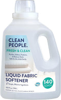 Clean People All Natural Liquid Fabric Softener - Plant-Based, Eco Friendly - Naturally Softens & Removes Static Cling - Vegan - Fresh Scented Laundry Softener - 100 fl oz - 140 loads
