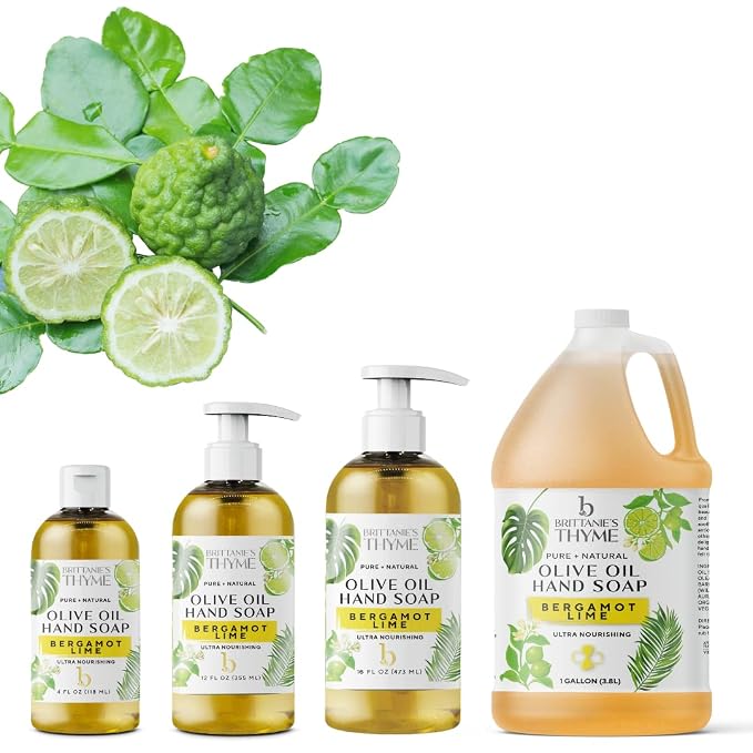 Brittanie’s Pure Castile Liquid Soap Refill, Bergamot Lime, 16 Ounce | Dish Soap, Hair & Body, Home, Gentle and Pure, Made with Natural Luxurious Oils, Vegan & Gluten Free Non-GMO